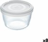 Pyrex Ronde Lunchtrommel Met Deksel Pyrex Cook&Freeze 600 Ml 12 X 12 X 9 Cm Transparant Glas Siliconen (8 Stuks)