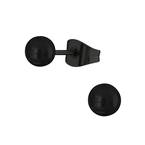 CS Joy - ronde oorbellen - Chirurgisch staal - 4 mm -oorknopjes - ip/pvd black plated
