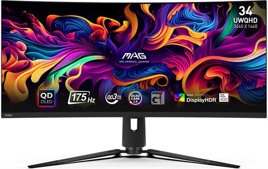 MSI MAG 341CQP QD-OLED - UWQHD Gaming Monitor - 175hz - 34 inch - USB-C
