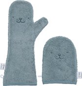 Nifty - Baby Shower Glove met washandje/Lange Washand - Washandjes - Baby Washandje - Combi deal - Blueberry