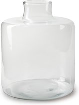 Jodeco Bloemenvaas Willem - helder transparant - glas - D19 x H23 cm - fles vorm vaas