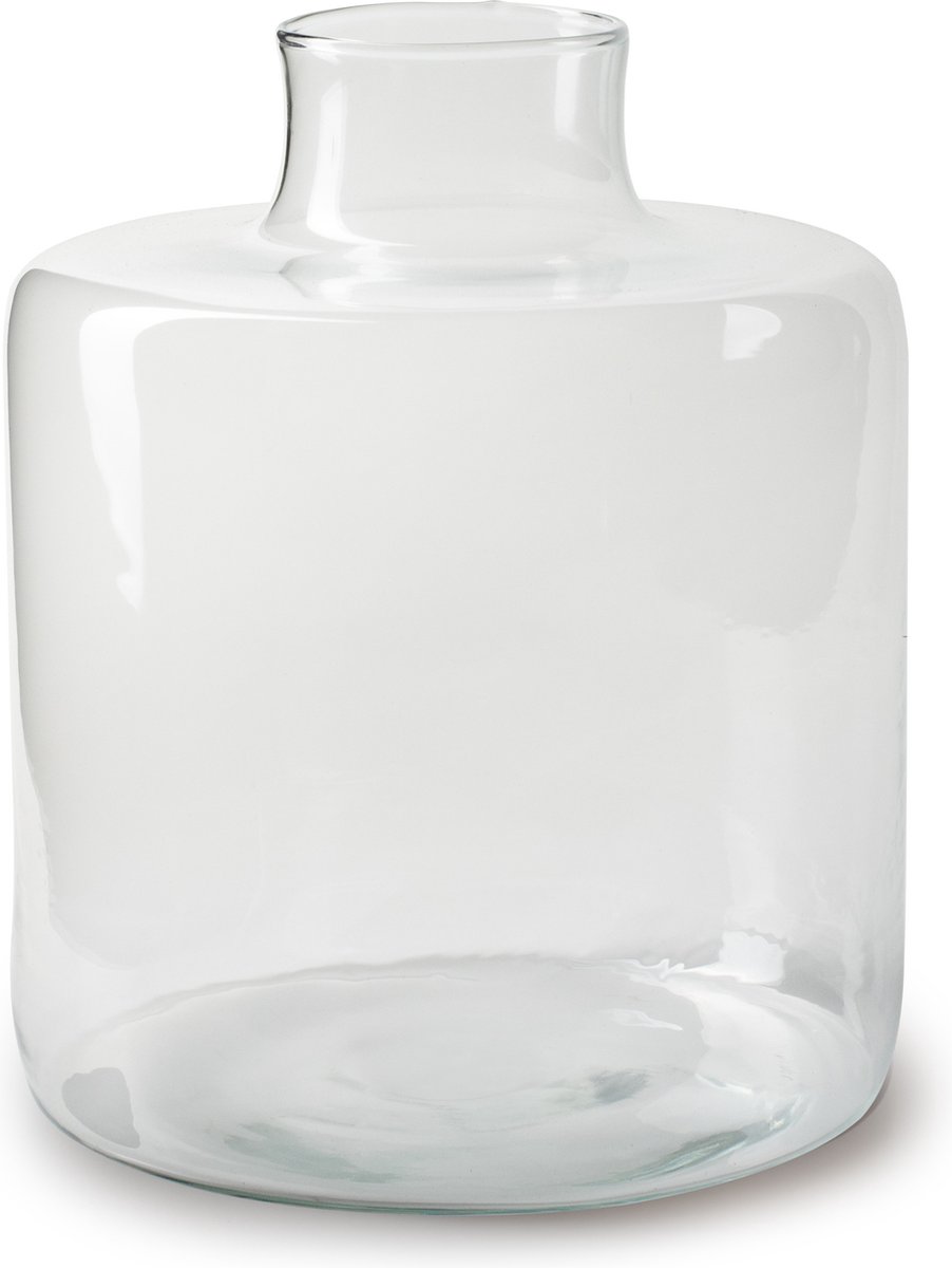 Jodeco Bloemenvaas - helder transparant - glas - 19 x 23 cm - fles vorm vaas