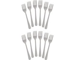 Taart/gebak vorkjes - 12x stuks - zilver - RVS - 14 cm - verjaardag/feest vorkjes