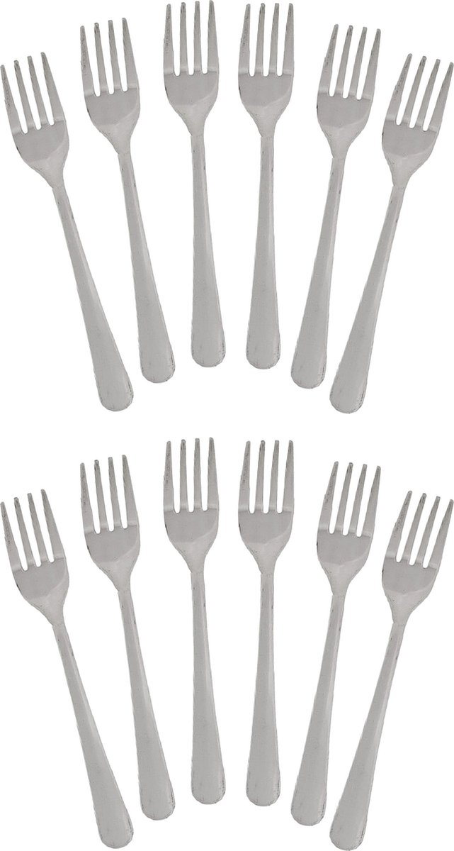 Taart/gebak vorkjes - 12x stuks - zilver - RVS - 14 cm - verjaardag/feest vorkjes