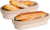 Kesper Broodmandje voor afbakbroodjes - 2x - met hoes - L35 x B15 x H8 cm - serveermandje