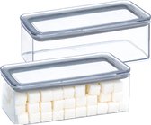 5Five Voorraadpot - 2x - keuken/voedsel - kunststof - 1000 ml - luchtdichte deksel - transparant - 20 x 10 x 7 cm