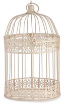 Arte R Home decoratie antieke vogelkooi - draad metaal - beige - 18 x 35 cm - Vogelkooien/voliere