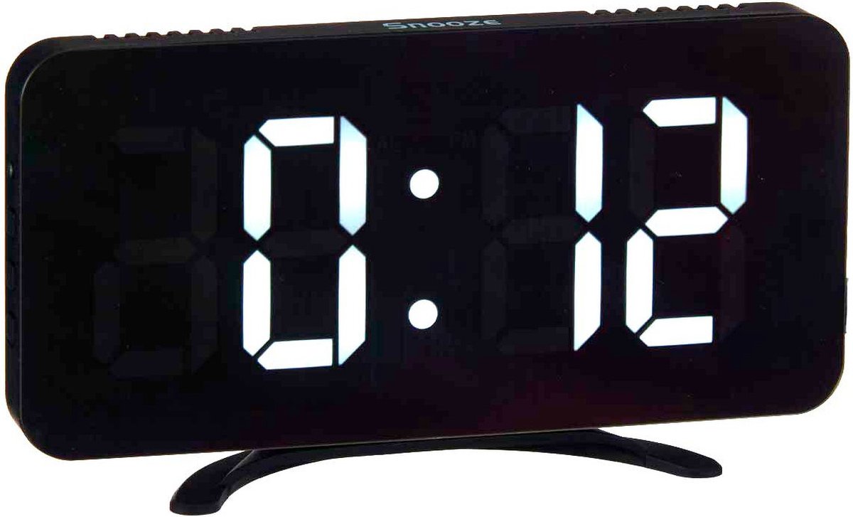 Giftdecor Tafelklok/wekker/alarmklok Home Phone - zwart - kunststof - 16 x 8 cm- Digitaal - batterij/usb voeding