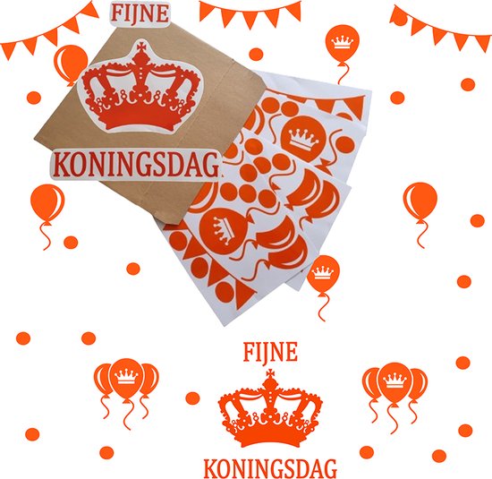 Raamsticker Koningsdag versiering met Kroon | Herbruikbare stickers | Oranje raamstickers Koningsdag | Oranje raamversiering | Stickers Koningsdag | Raamstickers voor Koningsdag |