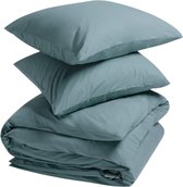 Yumeko dekbedovertrek percal katoen petrol blauw 240x220 + 2/60x70 - Bio, eco & fairtrade