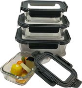 HEBBUS glazen vershoudbakjes- vershoudbakjes set-4 stuks- BPA vrij-luchtdicht