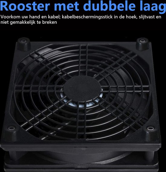 OTraki USB-ventilator, 14 cm x 14 cm x 2,5 cm, 3 instelbare snelheden