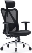 Ergonomische bureaustoel met hoogteverstelling en kantelfunctie - Rugvriendelijk design - Zwart - Verbeterde Rollerblade Wielen