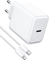 30W Snellader met Snellaadkabel - 1 Meter - Geschikt voor Apple iPhone met Lightning - Naar USB C Kabel - Wit