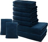Badset - 2 badhanddoeken 70 x 140 cm + 4 handdoeken 50 x 100 cm + 2 gastendoekjes 30 x 50 cm + 2 washandjes 15 x 20 cm katoen - 500 g/m2 - marineblauw