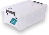 Discountershop Opbergbox met Deksel - 10L - Transparant - Wit - Kunststof - Klikdeksel - Huishoudelijke Opbergdoos