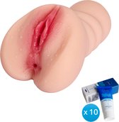 Realistische Pocket Pussy - Masturbator voor man – Inclusief glijmiddel – Discrete levering - Vagina en Anus