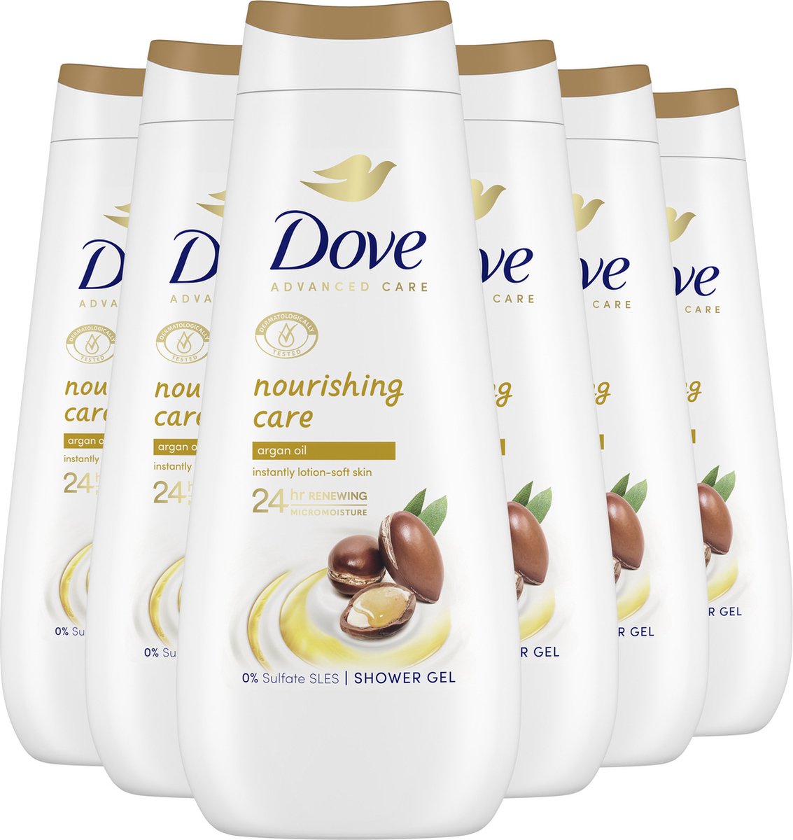 Dove Advanced Care Verzorgende Douchegel - Nourishing Care - 24-uur lang effectieve hydratatie - 6 x 400 ml
