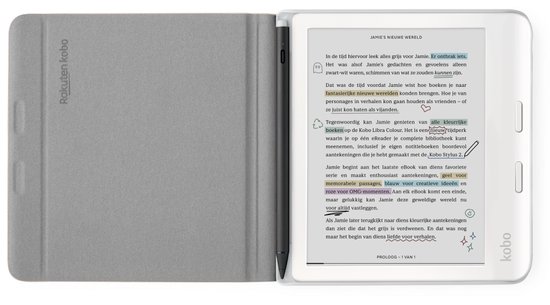 Kobo Libra Colour Hoes voor eReader - Notebook SleepCover - Beige - Met stylushouder van Kobo — afbeelding 2