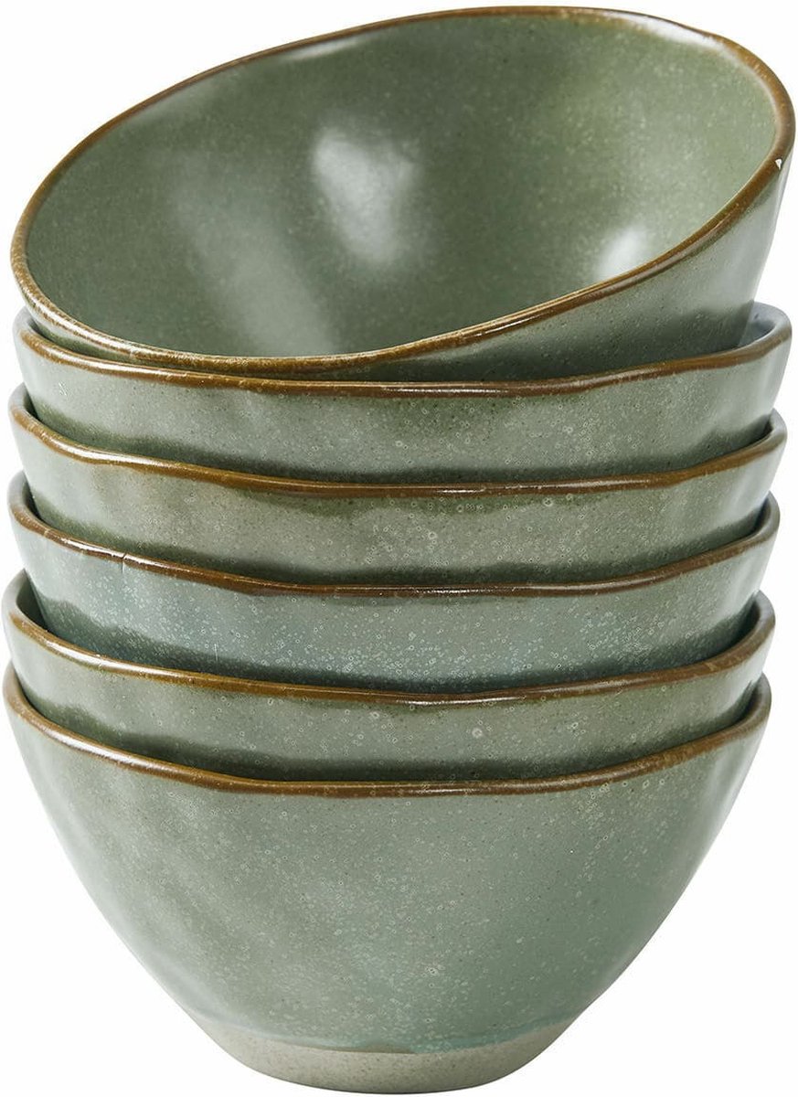 LOBERON Kom set van 6 Biarré turquoise/bruin