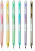 Ainy - Uitwisbare Pen | Glitterpennen | Gelpennen - set van 6 gekleurde uitgumbare pennen voor in je etui of pennenzak - kawaii balpen middelbare schoolspullen - balpennen geschikt voor zowel volwassen als kinderen