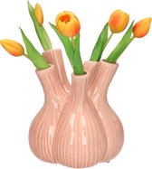 Dijk Natural Collections Bloemenvaas Gouda - vaas voor tulpen - lichtroze - D17 x H20 cm - toetervaas