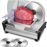 Vleessnijmachine voor Thuis - Snijmachine Allessnijder Met 2 Messen - Kaassnijmachine met 200W Motor - Zilver