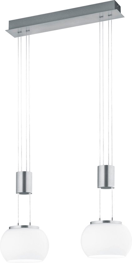 LED Hanglamp - Hangverlichting - Torna Maliba - 16W - 2-lichts - Warm Wit 3000K - Dimbaar - Rechthoek - Mat Nikkel - Aluminium
