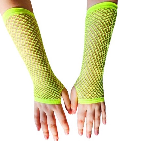 BamBella® Vingerloos Gaas net stof handschoenen - One Size - Nuon Fel Fluor Geel