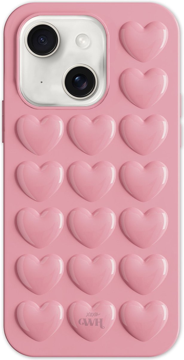 xoxo Wildhearts Heartbreaker Pink telefoonhoesje - Geschikt voor iPhone 14 - Heart case - Hoesje met hartjes patroon - Case met hart - verstevigde backcover - Roze