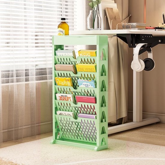 Boekenkast, organizer, afneembaar, beweegbaar, uniek boekenrek, 5 rollende utility organizer, boekenrek, boekenwagen, boekenkast, boekenkast met wielen (groen)