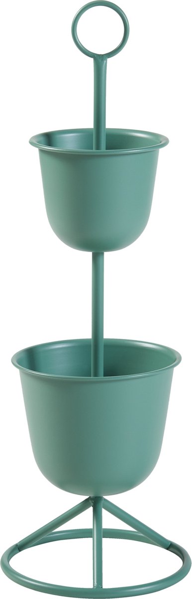 Plantenstandaard Alphen 2 bloempotten 76,5x26 cm groen [en.casa]