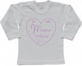 T-shirt Kinderen "De liefste mama is toevallig mijn mama" Moederdag | lange mouw | Wit/lila | maat 104