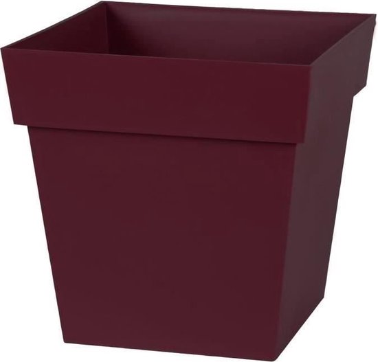 EDA TUSCANY Pot de fleur carré 32 cm - Volume 22 L - 32 x 32 x 32 cm - Rouge Bordeaux