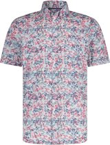 State of Art - Short Sleeve Overhemd Print Rood - Heren - Maat XL - Regular-fit