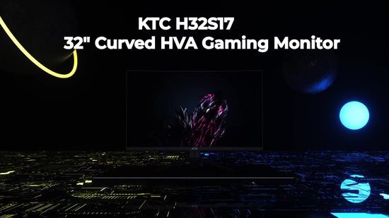 KTC H32S17 32 inch 1500R Curved Gaming Monitor 2560x1440 QHD 180Hz 16:9 ELED 99% sRGB HDR10 1ms MPRT Response Time Low-blue Compatible with FreeSync and G-SYNC USB HDMI2.0 2xDP1.4 Audio Out Flexible Adjustment with Sturdy Tripod VESA Mount Displayer