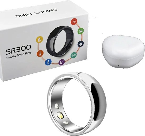 Foto: Nieuwe sr300 waterdichte smart ring hartslag bloeddruk bloedzuurstoftemperatuur slaap hulp calorie n gezondheid meertalige fitness monitor tracker zilver maat 20