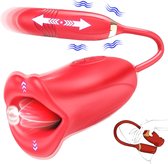 Verleiding - Zuigende Rode Mond Met dildo Vibrator - Sex Stimulator Vibrator Dildo met 10 Stoten - Rose Seksspeeltjes voor Vrouwen