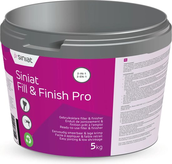 Siniat Fill+Finish Pro - alles-in-één gipsplaatvuller & finisher - 5kg - 16-20m2 - Siniat