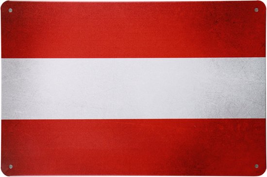 Tekstborden - Oostenrijkse vlag - Metal sign - Muurplaat - Mancave decoratie - Metalen wandbord - Decoratie - 20 x 30cm - Cave & Garden