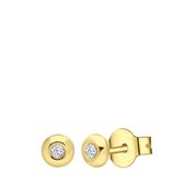 Lucardi Dames Goldplated oorbellen met zirkonia 2mm - Oorbellen - Cadeau - Moederdag - Echt Zilver - Goudkleurig