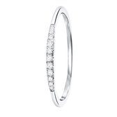Lucardi Dames Ring met 11 diamanten (0,06ct) - Ring - Cadeau - 14 Karaat Goud - Witgoud
