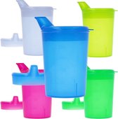 5 ensembles colorés d'aides à boire pour adultes gobelet à bec de 250 ml plus 5 couvercles pour liquides et 5 couvercles pour porridge/mus