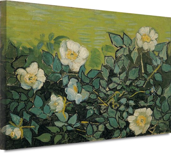Wilde rozen - Vincent van Gogh schilderijen - Bloemen portret - Schilderijen canvas Natuur - Klassiek schilderijen - Canvas schilderijen - Woonkamer decoratie 150x100 cm