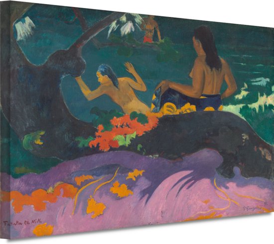 Aan Zee - Paul Gauguin schilderij - Vrouwen portret - Muurdecoratie Mensen - Modern schilderij - Canvas schilderij - Schilderijen & posters 90x60 cm