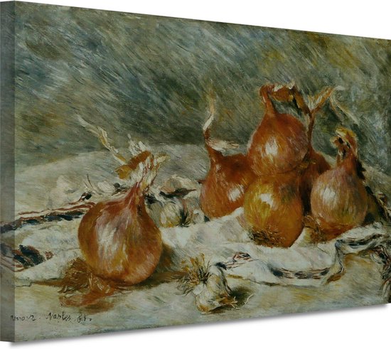 Uien - Pierre-Auguste Renoir schilderij - Uien portret - Canvas schilderij Voedsel - Schilderij vintage - Canvas schilderij woonkamer - Decoratie kamer 100x75 cm