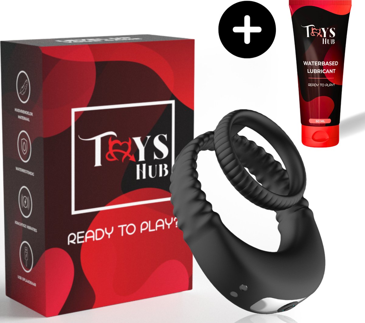 Toys Hub® Vibrerende Cockring met Glijmiddel - Incl. E-BOOK - 10 Vibraties – Met Opbergzakje - Penisring voor Mannen – Met Clitoris Stimulator - Cockring Vibrerend - Sex Toys Couples & Koppels