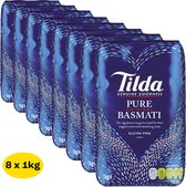 Tilda Pure Original Basmati Rijst - 8 x 1000 Gram Multipack Basmatirijst - Rijstkorrels met Aroma en lichte Textuur - Afkomstig uit de Himalaya - Vegetarisch - Glutenvrij