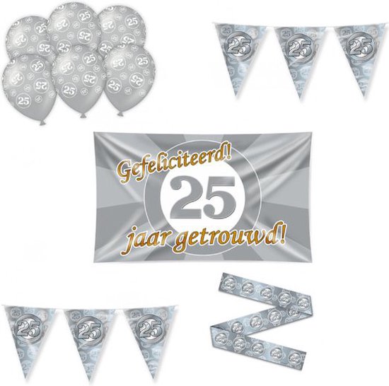 25 jaar getrouwd pakket - Decoratie Versiering Set - Feestversiering