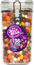 The Jelly Bean Factory snoep in snoeppot gevuld met jelly beans cadeau - verjaardag - 36 verschillende smaken - Candy jar 700 g snoepgoed - Cadeau